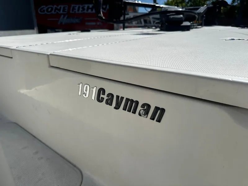 Slide: The Image of 2007 Ranger 191 Cayman boat deck with model name visible. - 33