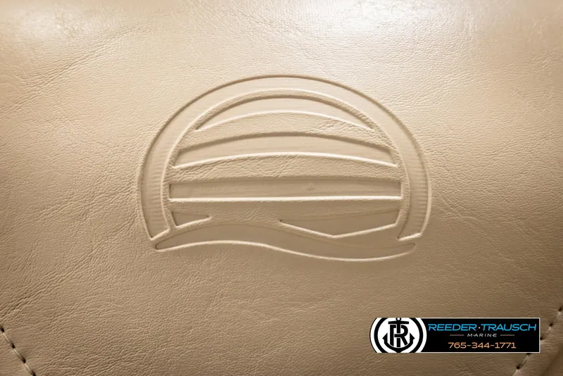 Slide: The Image of Embossed Sun Tracker logo on beige leather, 2016 Sun Tracker 24 Party Barge. - 35