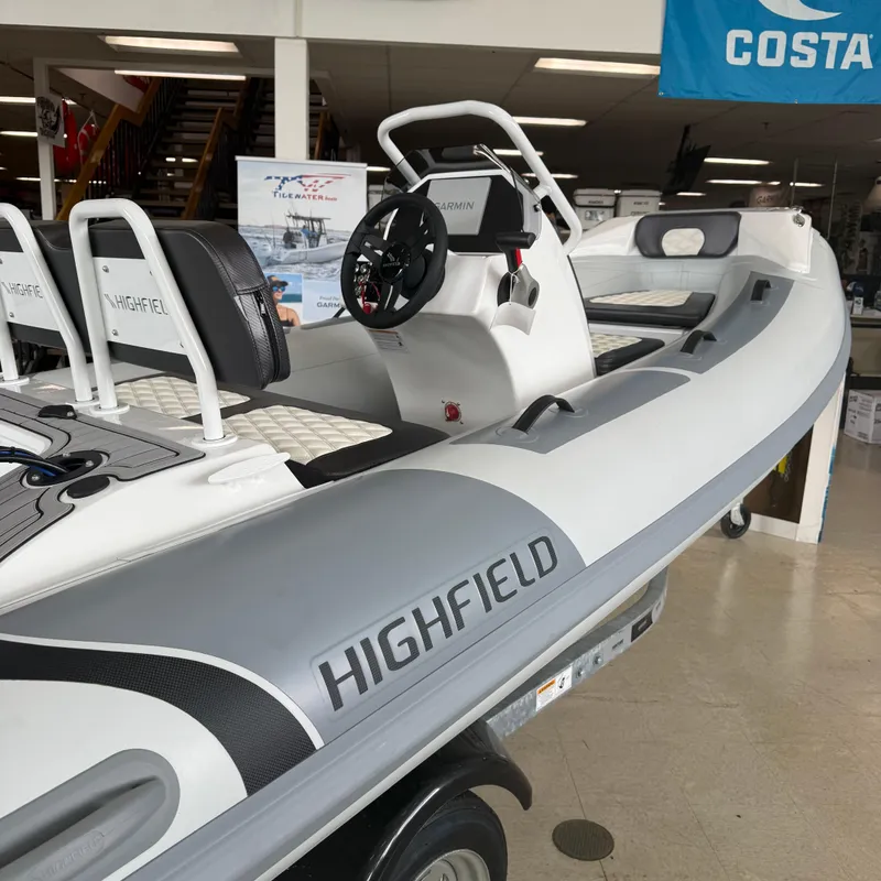 Slide: The Image of Highfield Sport 390 2025 boat offer with contact for personalized quote and discounts. - 1