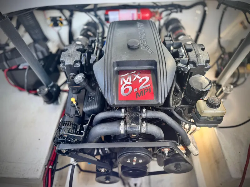 Slide: The Image of 2002 Baja 24H2X boat engine, MerCruiser MX 6.2 MPI, detailed view. - 12