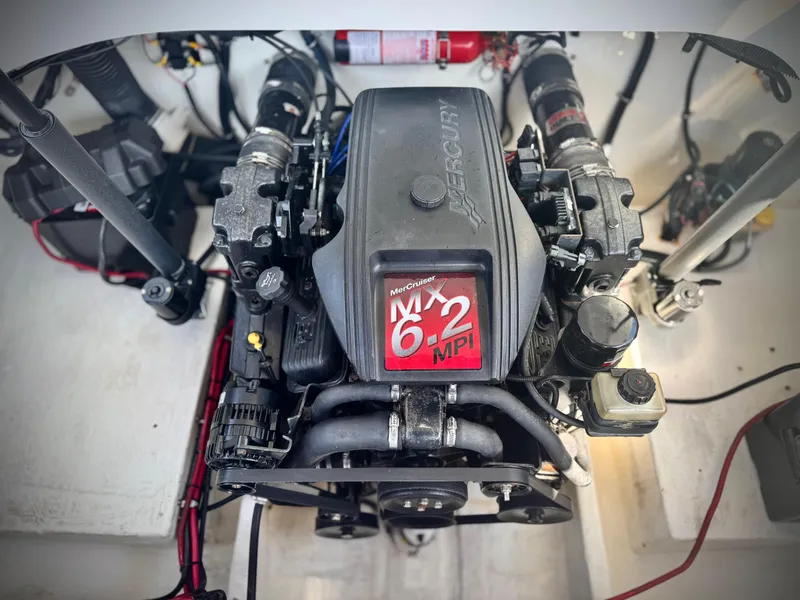 Slide: The Image of 2002 Baja 24H2X boat engine, MerCruiser MX 6.2 MPI, detailed view. - 13