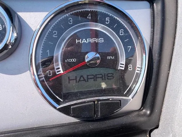 Slide: The Image of Close-up of 2018 Harris Crowne SL 250 tachometer displaying RPM gauge. - 35