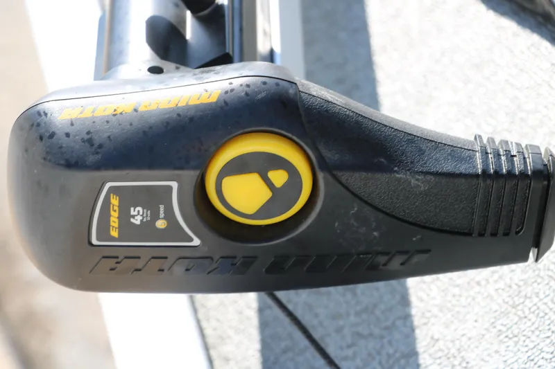 Slide: The Image of Close-up of a 2016 Tracker Pro 160 boat motor control handle. - 21