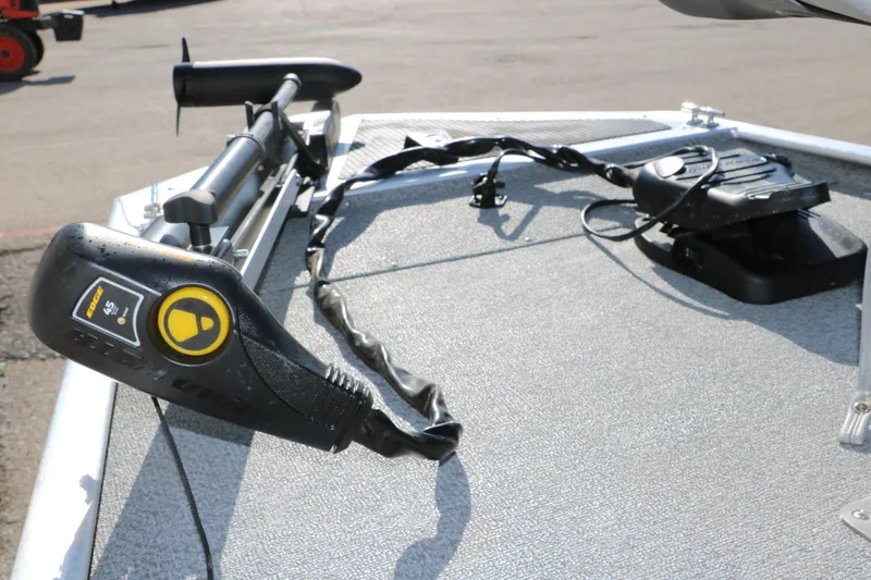 Slide: The Image of 2016 Tracker Pro 160 boat with trolling motor on deck. - 22