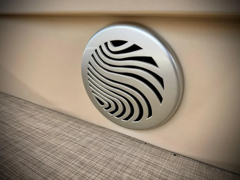 Slide: The Image of Speaker grille on 2019 Sun Tracker Fishin' Barge 24 DLX boat interior. - 25