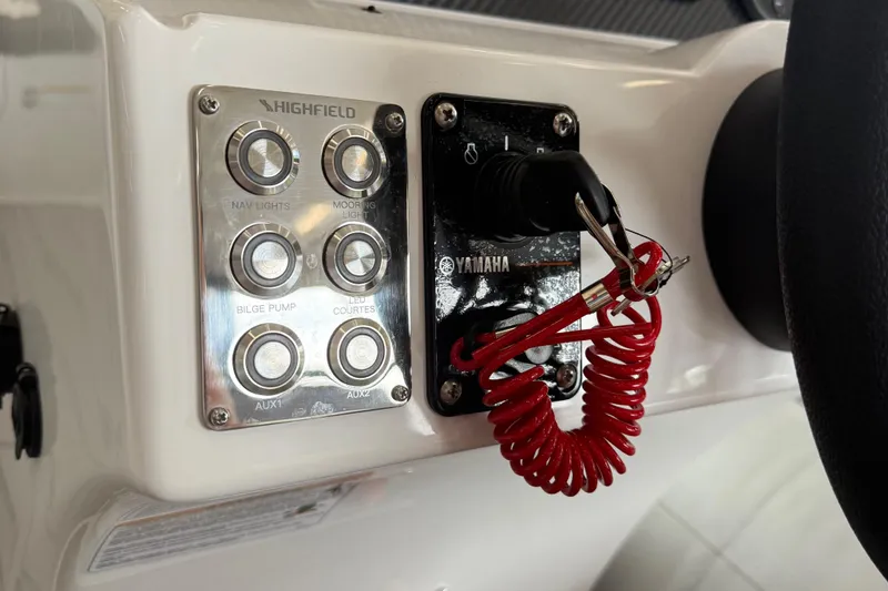 Slide: The Image of Control panel of 2025 Highfield Sport 460 boat with Yamaha ignition system. - 11