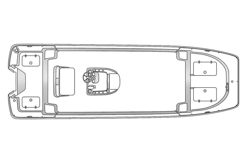 Slide: The Image of Diagram of a 2017 Carolina Skiff 24 DLX boat layout, featuring seating and console. - 20