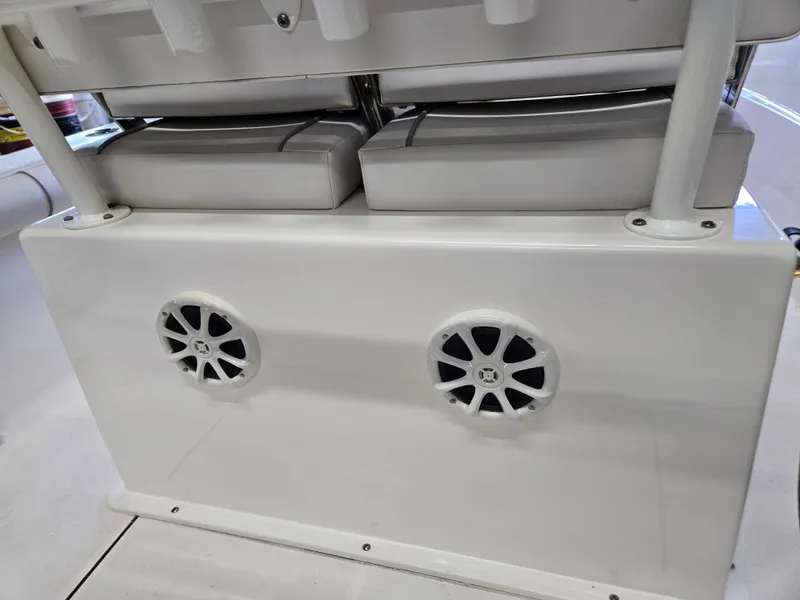 Slide: The Image of 2021 Sea Born LX22 Center Console boat speakers and seating detail. - 24