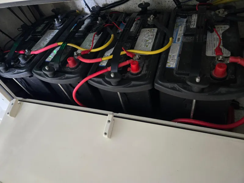 Slide: The Image of Batteries in a 2021 Sea Born LX22 Center Console boat. - 43