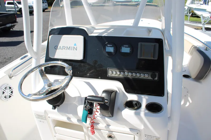 Slide: The Image of 2019 Tidewater 210 CC Adventure boat console with Garmin navigation system. - 12