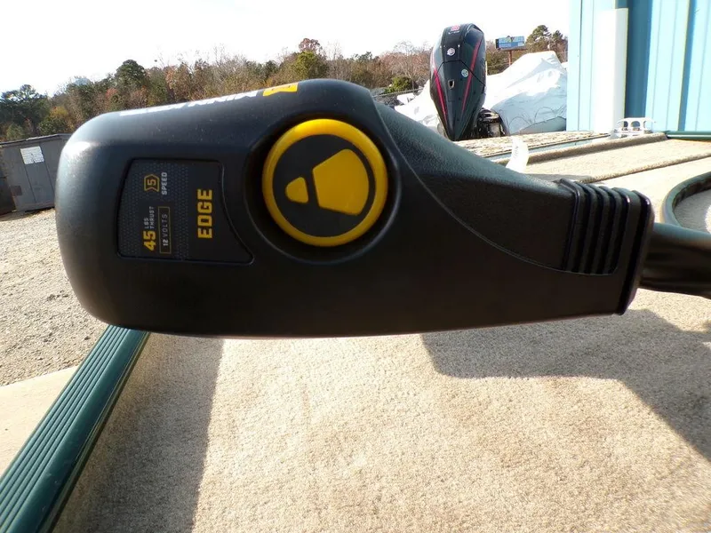 Slide: The Image of Close-up of 2025 Tracker Bass Tracker® Classic Limited boat control handle. - 10