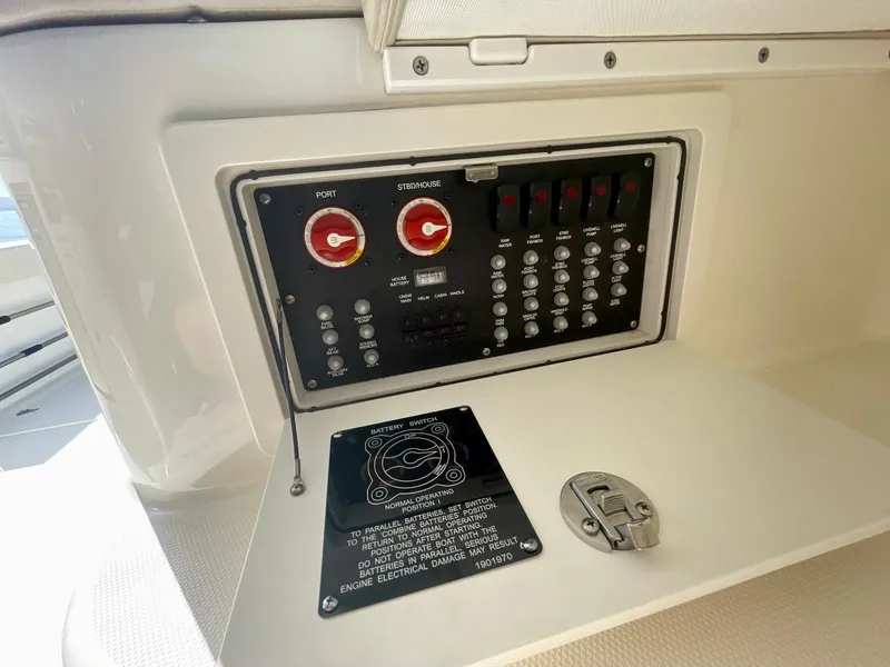 Slide: The Image of Control panel of a 2018 Boston Whaler 315 Conquest boat. - 30