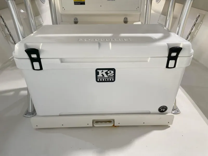 Slide: The Image of White K2 cooler on 2024 Key West 239 FS boat deck. - 43