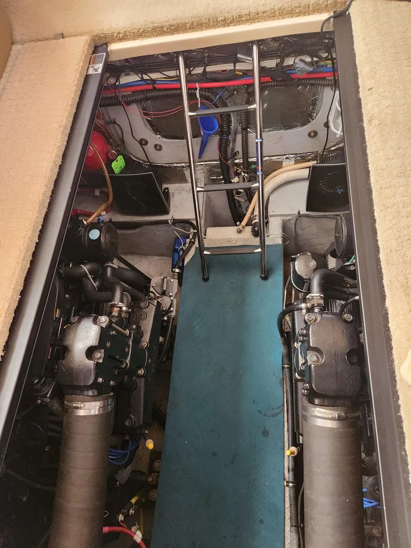 Slide: The Image of Engine room of a 2008 Meridian 341 Sedan with visible mechanical components. - 30