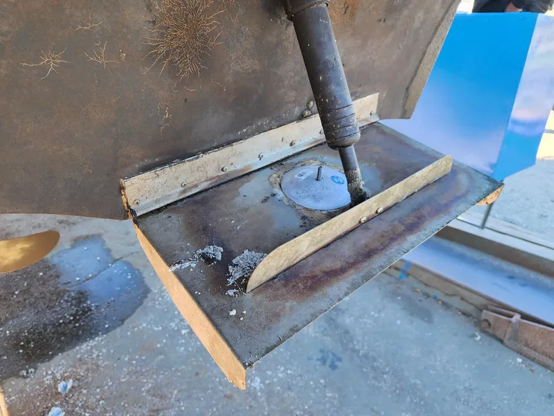 Slide: The Image of Close-up of a 2008 Meridian 341 Sedan boat's stern thruster detail. - 42