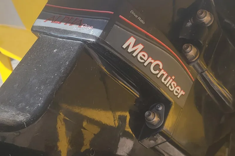 Slide: The Image of Close-up of a 2013 Crownline 21 SS MerCruiser Alpha One drive. - 4