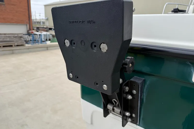 Slide: The Image of Mounting bracket on a 2010 Trophy 2152 Walkaround boat, close-up view. - 26