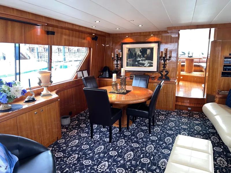 Slide: The Image of Luxurious 2001 Horizon Skylounge yacht interior with elegant dining area and stylish decor. - 9