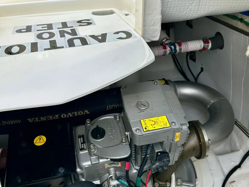 Slide: The Image of Engine compartment of 2017 Sabre 42 Salon Express with Volvo Penta components. - 28