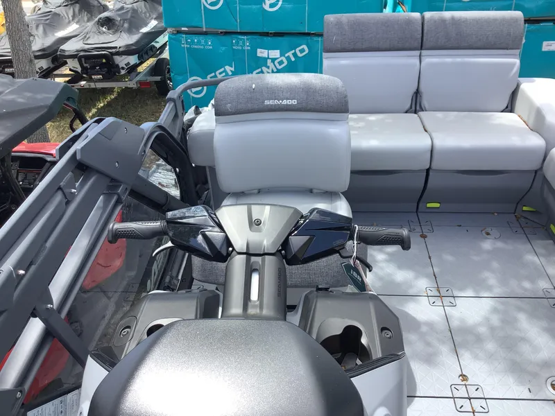 Slide: The Image of 2024 Sea-Doo Switch Cruise 18 interior with steering and seating area. - 7