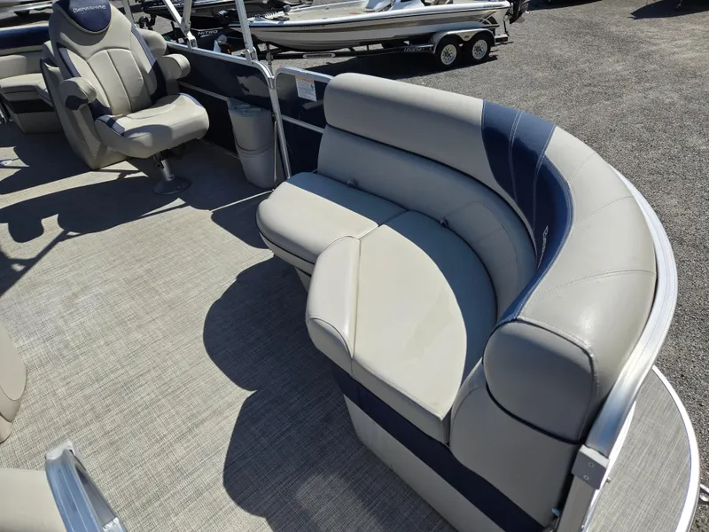 Slide: The Image of 2021 Berkshire 22 RFX LE-Series pontoon boat with plush seating and spacious deck. - 17