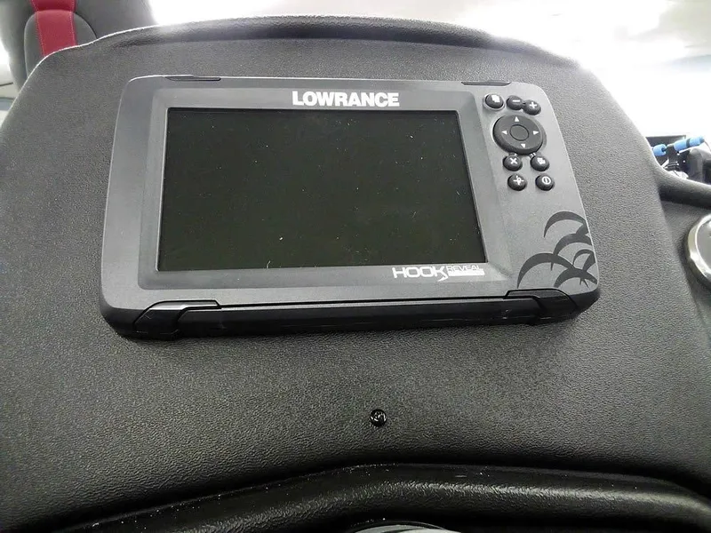 Slide: The Image of Lowrance Hook fish finder on 2025 Ranger RT188C boat dashboard. - 20
