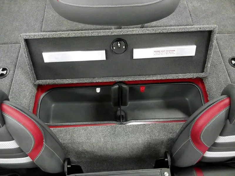 Slide: The Image of 2025 Ranger RT188C boat storage compartment with open lid, showcasing interior space and seating. - 21