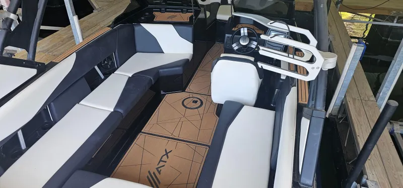 Slide: The Image of 2020 ATX Surf Boats 24 Type-S interior with sleek seating and modern design. - 11