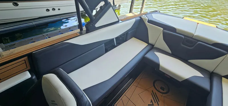 Slide: The Image of Interior of 2020 ATX Surf Boats 24 Type-S with sleek seating and modern design. - 22