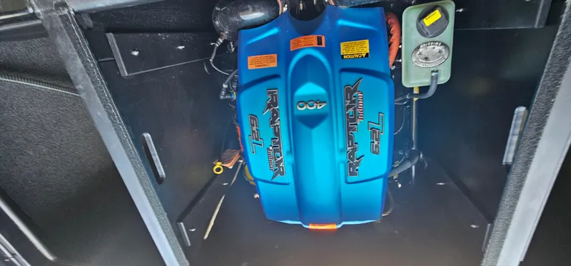 Slide: The Image of Engine compartment of 2020 ATX Surf Boats 24 Type-S with Raptor 400 engine. - 29