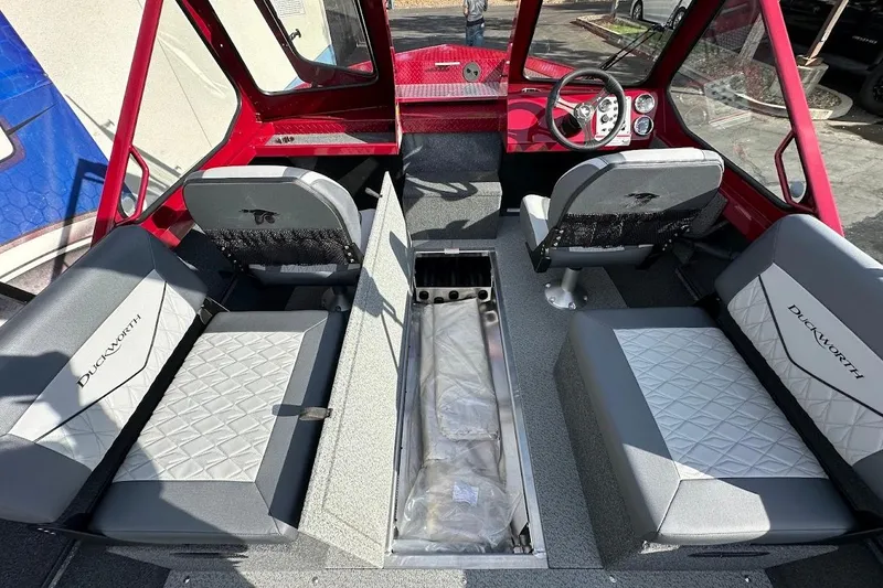 Slide: The Image of Interior of 2025 Duckworth 20 Advantage SE boat with seating and dashboard. - 32