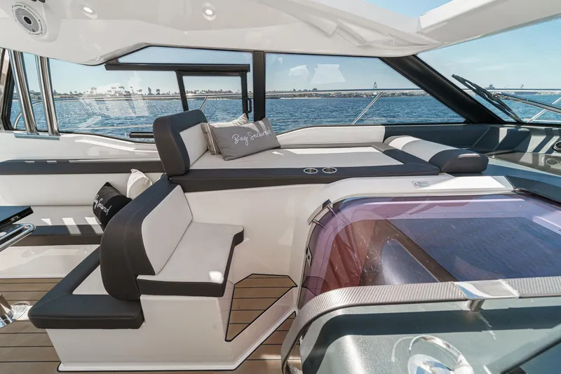 Slide: The Image of Luxurious interior of 2023 Bavaria SR36 yacht with sleek seating and ocean view. - 40