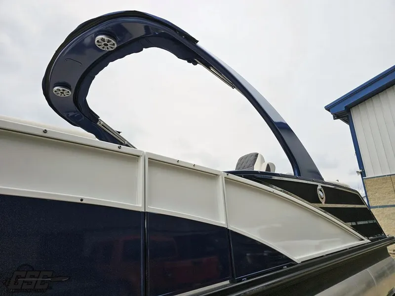 Slide: The Image of 2021 Bennington RX 25 Quad Bench boat with sleek design and modern features. - 22