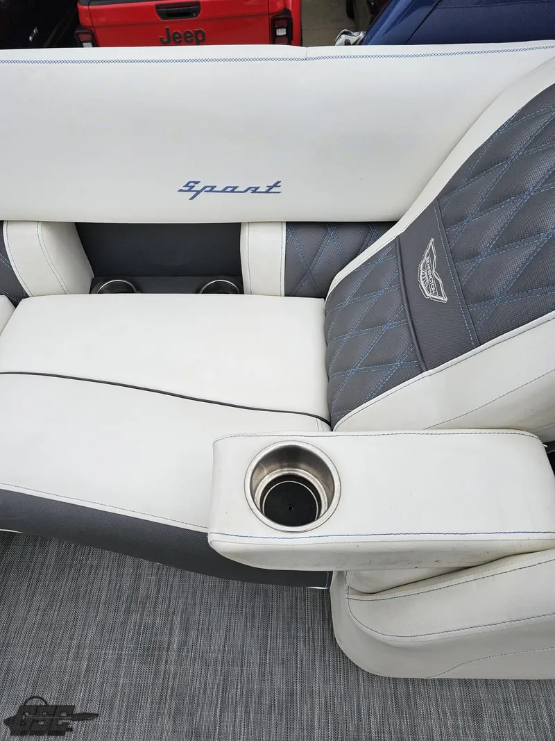 Slide: The Image of 2021 Bennington RX 25 Quad Bench seat with cup holder and embroidered details. - 41
