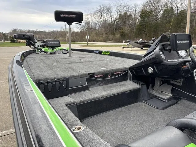 Slide: The Image of 2014 Phoenix Bass Boats 920 ProXP interior with fishing deck and control panel. - 12