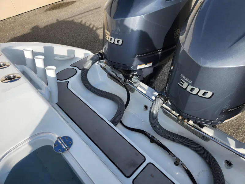 Slide: The Image of 2017 Yellowfin 34 Offshore boat with twin 300 horsepower engines. - 18