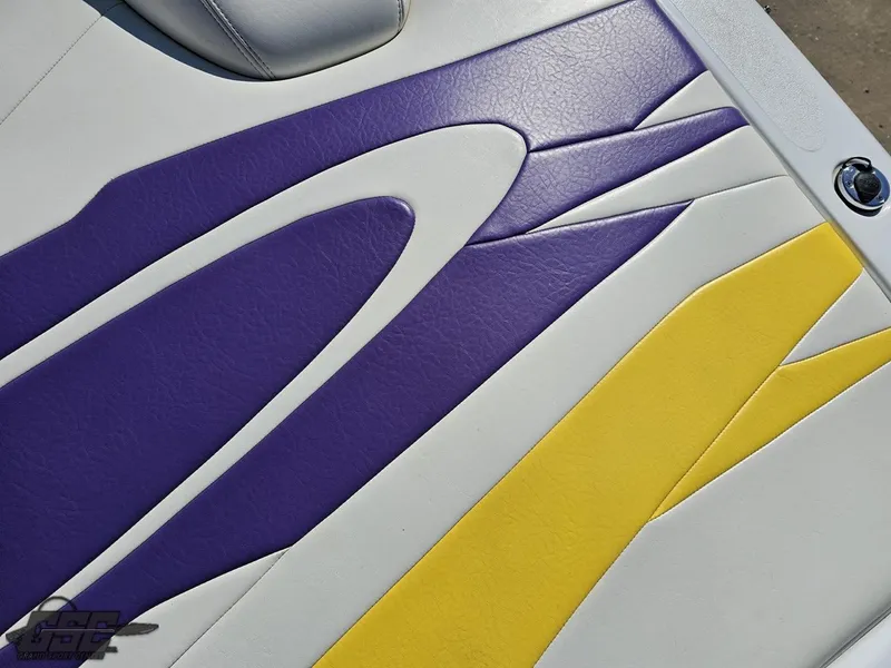 Slide: The Image of Colorful upholstery design on a 2004 Baja 25 Outlaw boat seat. - 39