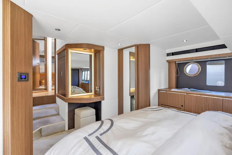 Slide: The Image of Luxurious interior of 2018 Absolute 52 FLY yacht with modern wood finishes. - 30