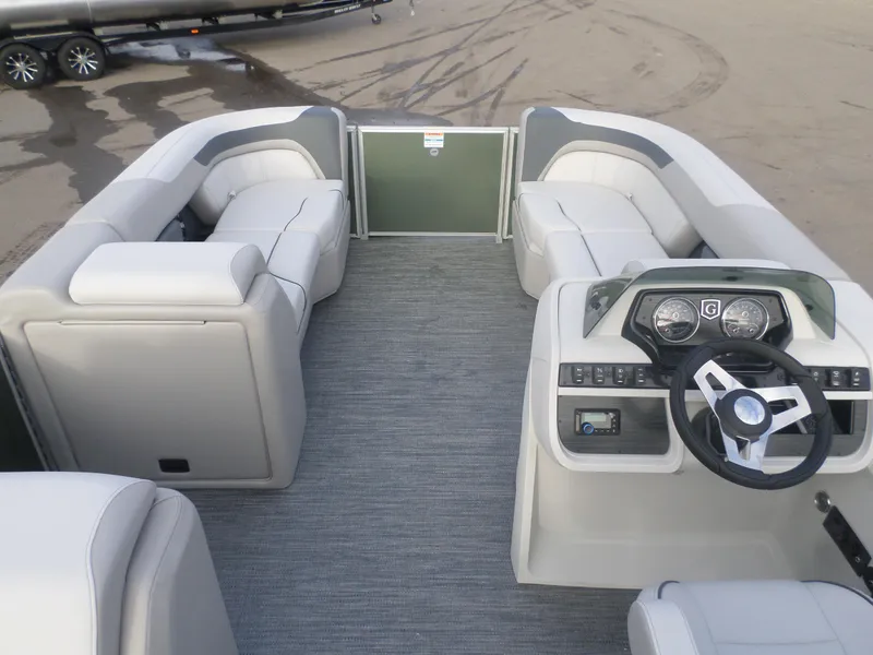 Slide: The Image of 2025 Godfrey Sweetwater 2086 SB pontoon boat interior with modern seating and helm. - 5