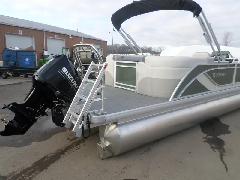 Slide: The Image of 2025 Godfrey Sweetwater 2086 SB pontoon boat with Suzuki outboard motor. - 6