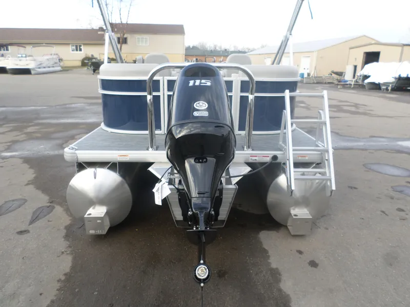 Slide: The Image of 2025 Godfrey Experience 2286 SBX pontoon boat with 115 HP outboard motor. - 6