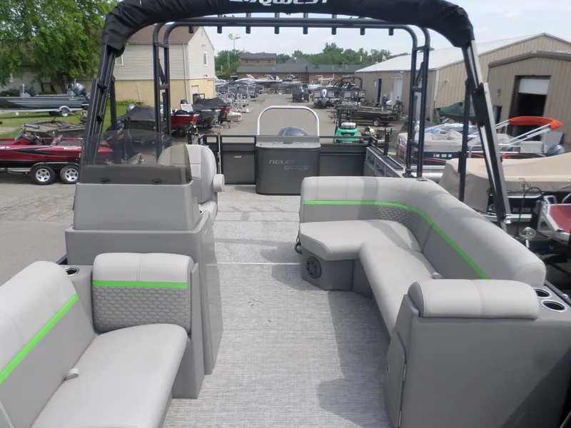 Slide: The Image of 2024 Angler Quest 8524 Family Fish Pro RA pontoon boat with spacious seating and modern design. - 4