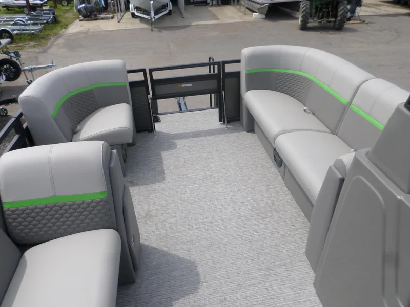 Slide: The Image of 2024 Angler Quest 8524 Family Fish Pro RA boat interior with spacious seating. - 6