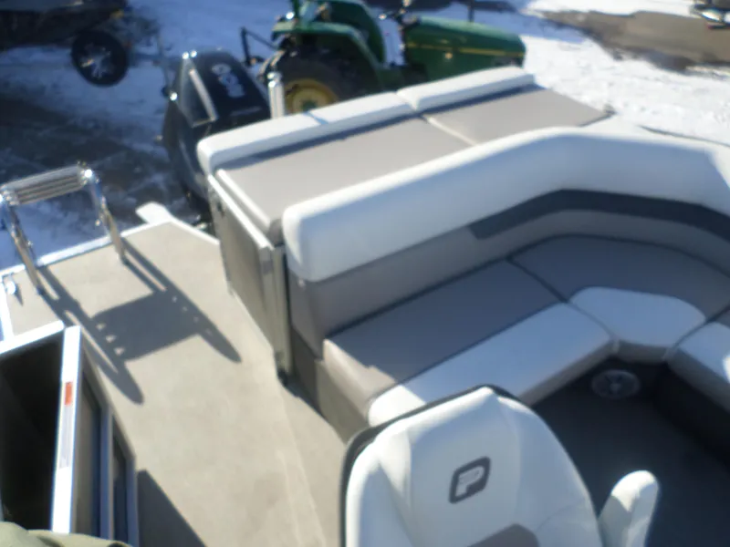 Slide: The Image of 2024 Princecraft Vectra 23 L TRI pontoon boat with spacious seating and modern design. - 5