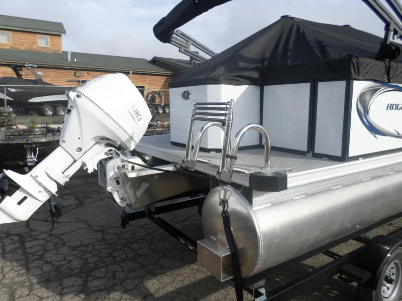 Slide: The Image of 2025 Angler Quest 816 Panfish Cruise pontoon boat with Suzuki outboard motor. - 4