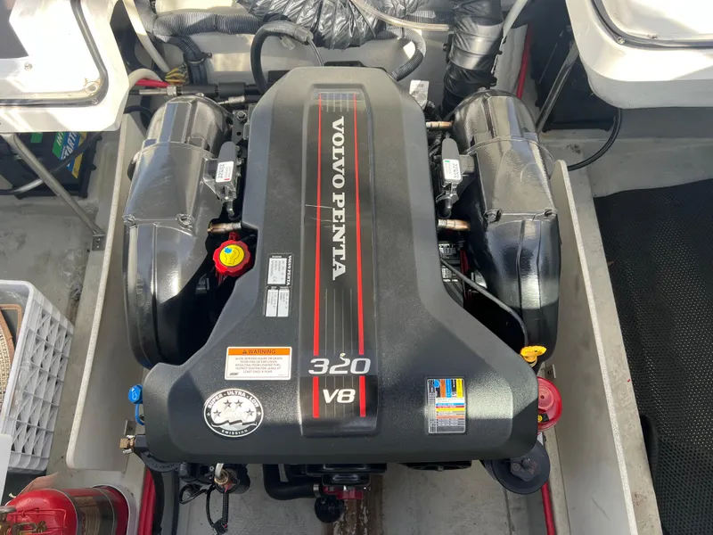 Slide: The Image of Volvo Penta 320 V8 engine in 2015 Cobalt R3 boat, detailed view. - 24