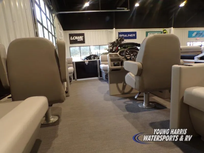 Slide: The Image of Interior of 2025 Godfrey EX2286SB pontoon boat at Young Harris Watersports & RV showroom. - 11