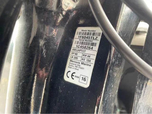 Slide: The Image of Label on Mercury Marine engine, model 60ELHPTCT, 60 HP, for 2017 Lund 1675 Pro Guide. - 40