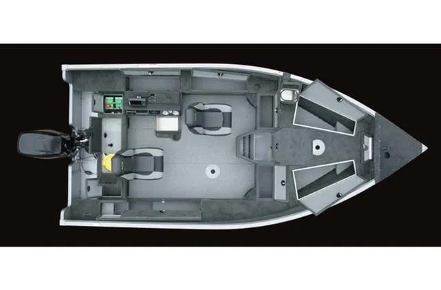 Slide: The Image of Top view of 2017 Lund 1675 Pro Guide fishing boat interior layout. - 41