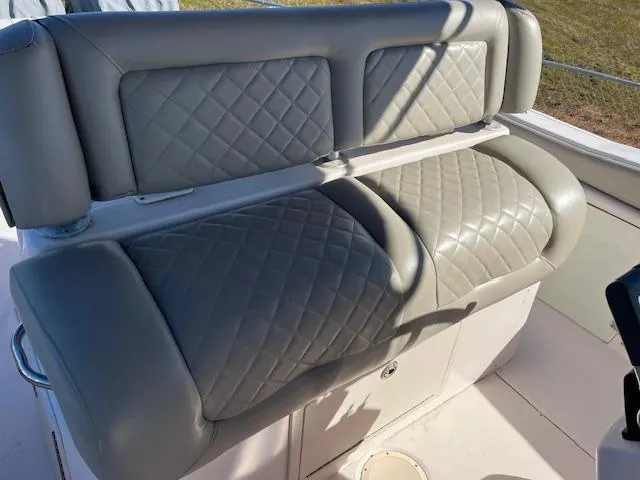 Slide: The Image of 2003 Grady-White 306 CC boat seat with quilted gray upholstery. - 9